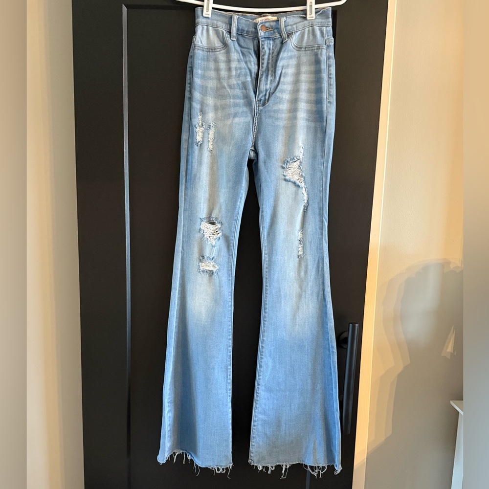 Vibrant M.I.U. Distressed Blue Flare Jeans